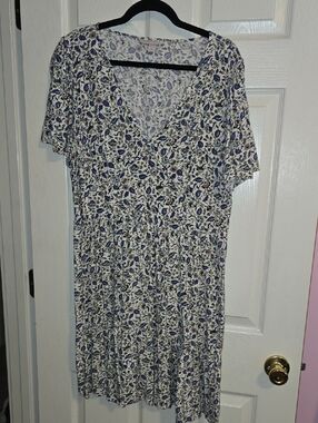 Knox Rose White Floral Midi Dress with Blue Accents